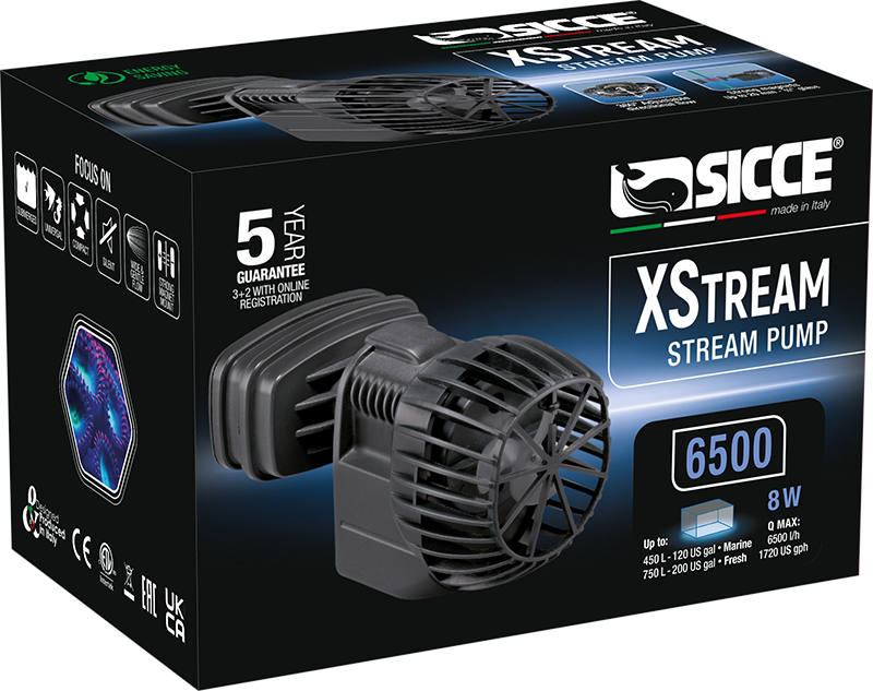  SICCE XSTREAM 5000 Wave Maker Flow Pump 1320 GPH  360°  Adjustable Quiet Submersible Magnetic Powerhead for Saltwater & Freshwater  Tanks, Aquarium Water Circulation Pump up to 130 Gallons : Pet Supplies